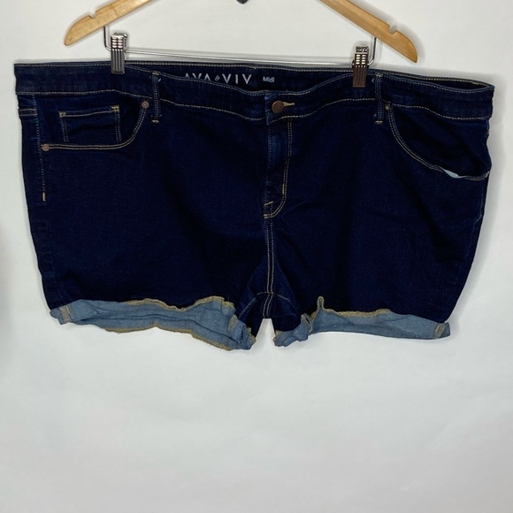 Ava &Viv Midi Jean Shorts Sz 26W - Picture 1 of 4